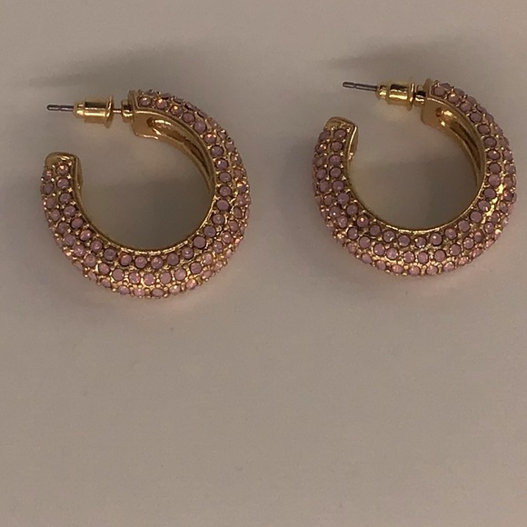 Jewelry - 🔥🔥SOLD🔥🔥Rhinestone Embellished Oval Hoop Earrings. Peach Color